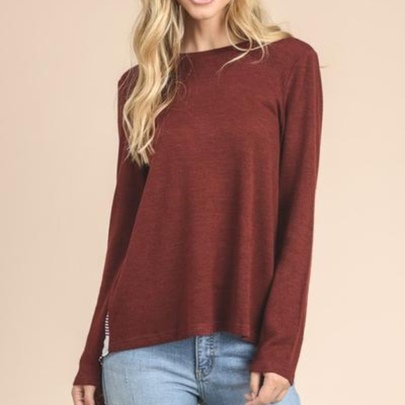 Maroon light weight sweater with striped back - Picture 5 of 5